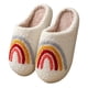 thumbnail image 3 of Zapatillas de casa cálidas y esponjosas con diseño de arcoíris suaves y acogedoras de felpa antideslizantes para invierno para mujeres y hombres, 3 of 9