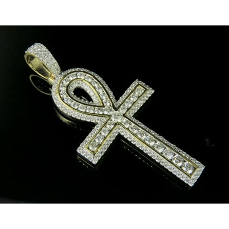 gold 10k cross pendant ankh diamond ct yellow unlimited jewelry