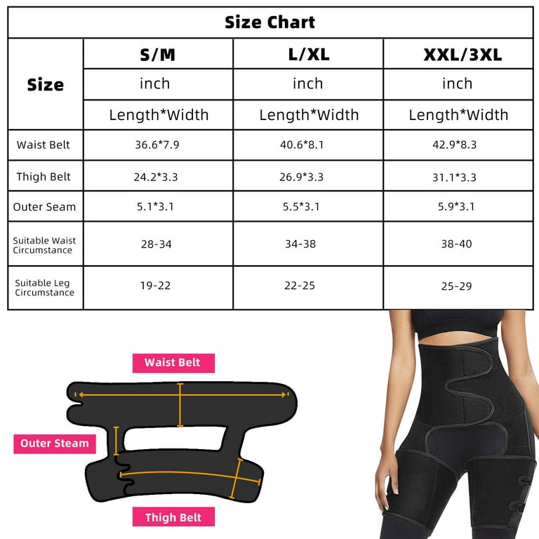 Waist and Thigh Trainer Butt Lifter Neoprene Hip Raise Thigh  (Black,Size:XL)