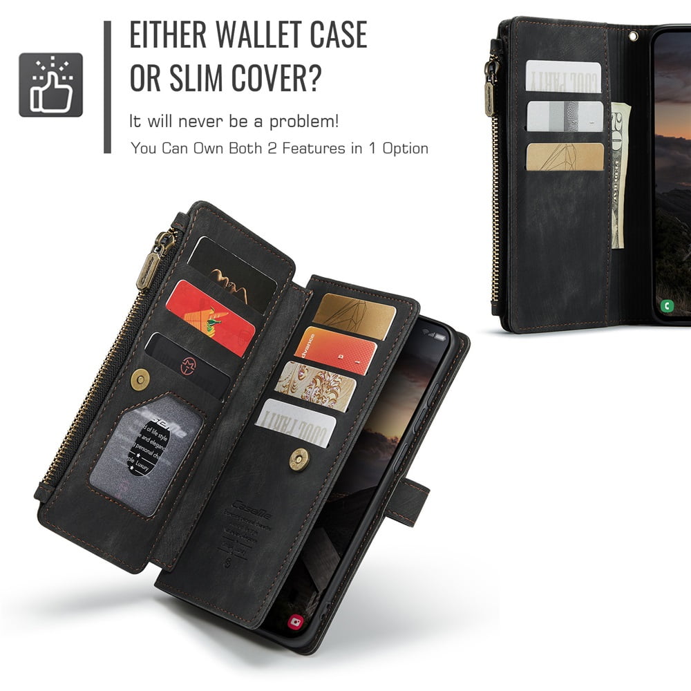 CaseMe Case for Samsung Galaxy S26+ 5G Wallet Case for Women Men, Fashion Durable PU Leather Magnetic Flip Lanyard Strap Wristlet Zipper Card Holder Wallet Phone Case for Samsung Galaxy S26+ 5G 6.7"