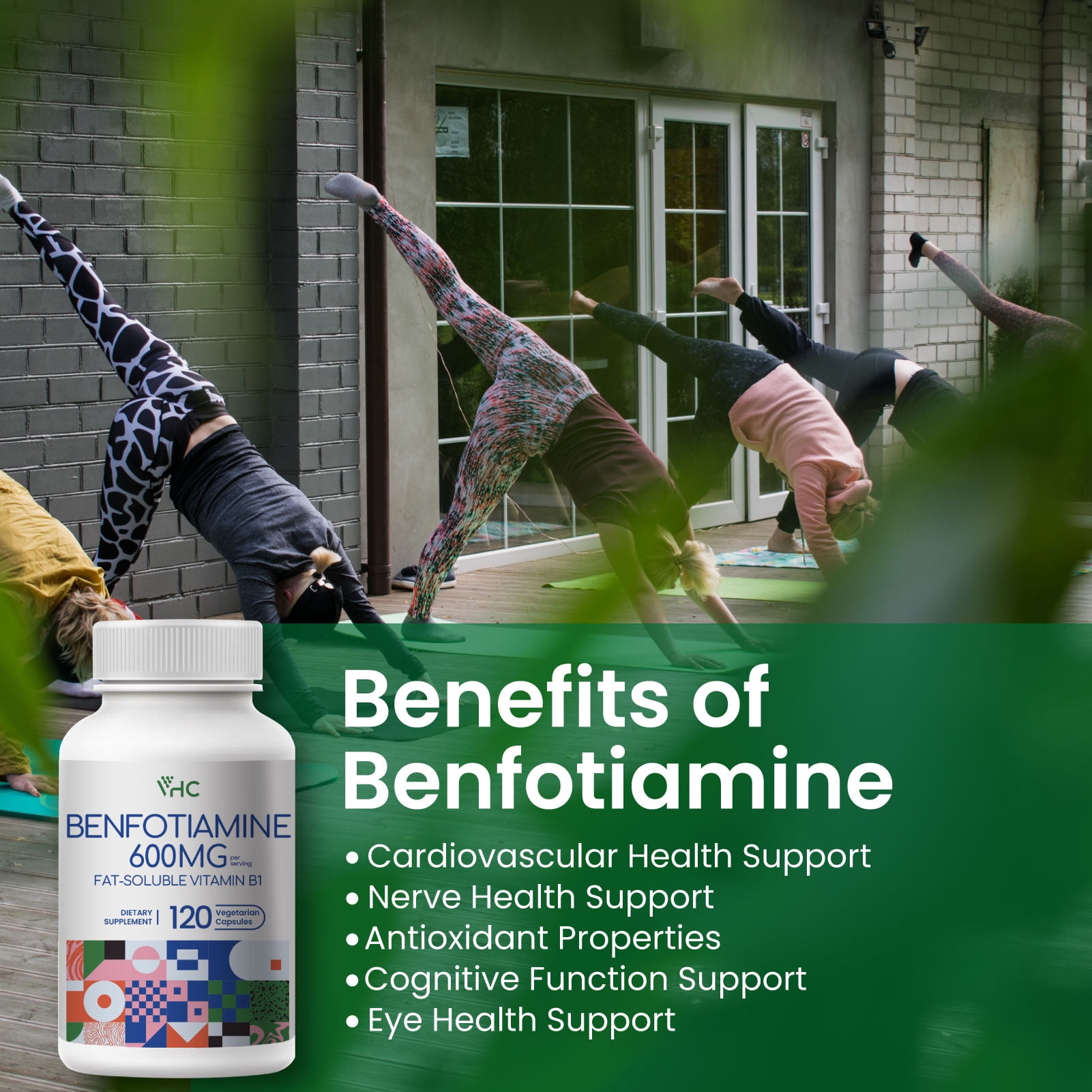 Vitamin B1 Benfotiamine Supplement 600mg, 120 Veggie Capsules 5X Time Fat-Soluble Thiamine, Max Boost Bioavailable Thiamine B1 Levels, Made in USA