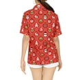 thumbnail image 2 of HAPPY BAY Women's Beach Funny Santa Claus Party Shirt Blouse Short Sleeve Tops Christmas Tree Hawaiian Gifts Shirts for Women L Xmas Theme, Red, 2 of 5