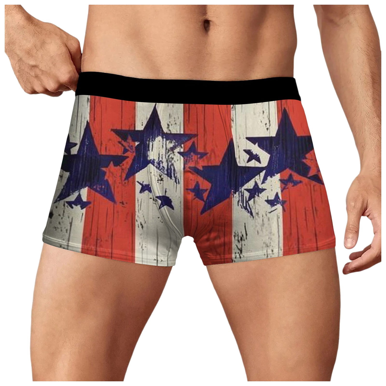FhsagQ Underwear Breathable Underwear for Men with Pouch Mens Independence Day Printed Underwear Breathable Trend Novel Digital 3D Printed Boxers Underwear Beige XXL