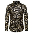 thumbnail image 2 of Fashion Men Printing Blazer Slim Fit Long Sleeve Turn-down Collar Shirts, 2 of 6