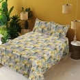thumbnail image 2 of Ambesonne Floral Fitted & Flat Sheet with Sham 3 Pcs Set, Iris Garden Themed Print, Twin XL, Purple Grey and Mustard, 2 of 5