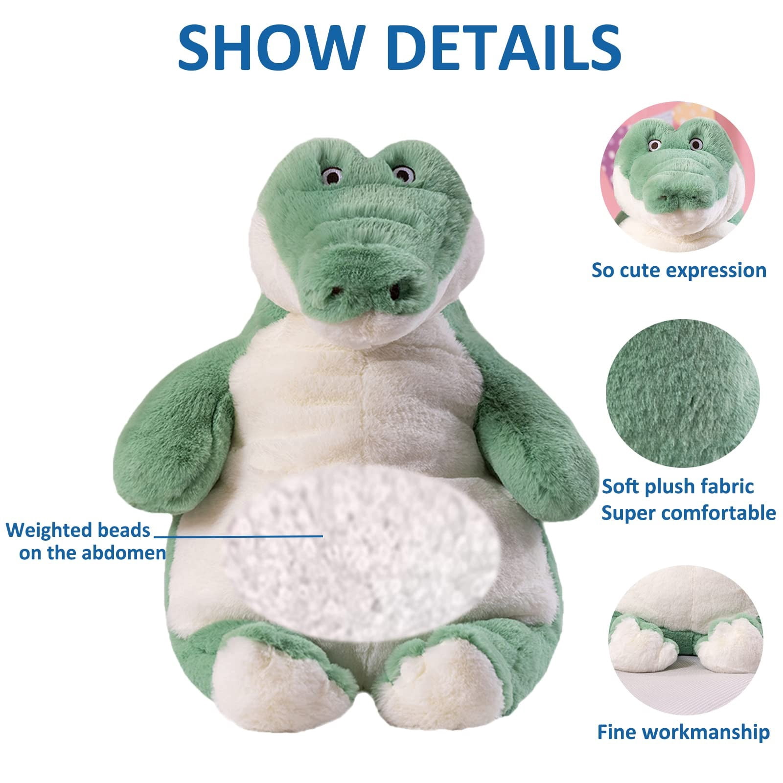 RUIG Alligator Weighted Stuffed Animals, 17" Weighted Crocodile Plush Toy Large Weighted Plush Animal Pillow Gifts for Boys and Girls,Weighted Stuffed Animals for Baby Girl Boy Adult Kid Gift