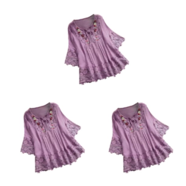 Camisa de moda mujer Sonducket Blusa vintage fibra púrpura 5XL