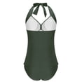 thumbnail image 3 of JAJAHO Tankini Swimsuits For Women 2 Piece Set V Neck Self Tie Halter Tummy Control Bathing Suits High Waisted Briefs Bottom Stylish Beachwear, 3 of 4