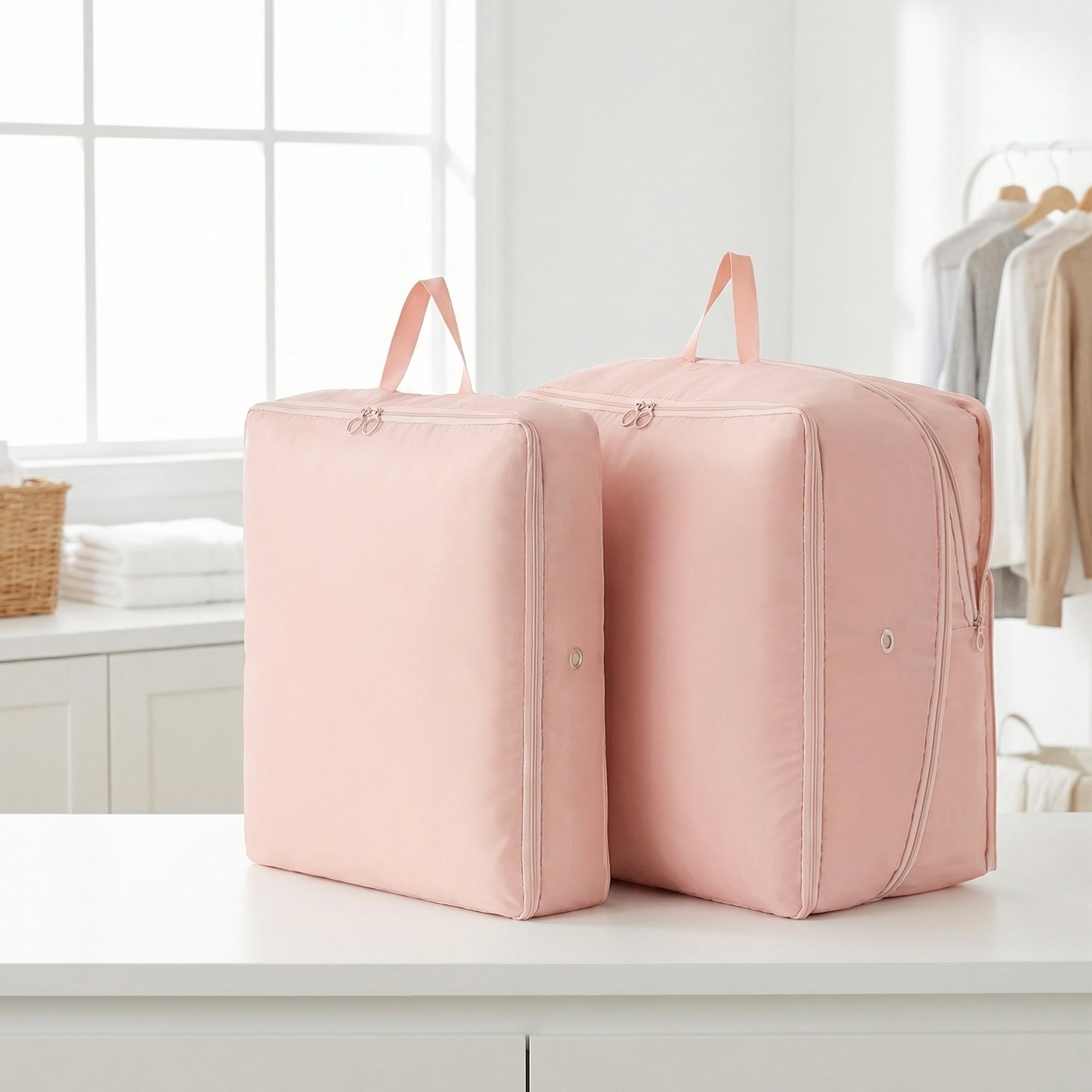 Unique Bargains Foldable Storage Bags Ideal for Organizing Bedroom Pink 21.3"x16.5"x23.6"