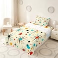 thumbnail image 3 of Manfei Mid-Century Atomic Starburst Twin Sheets, Abstract Theme Bedding, Beige Red Blue Black, Gray Reversible 3pcs1 Flat Sheet + 1 Fitted Sheet + 1 Pillowcase, 3 of 6