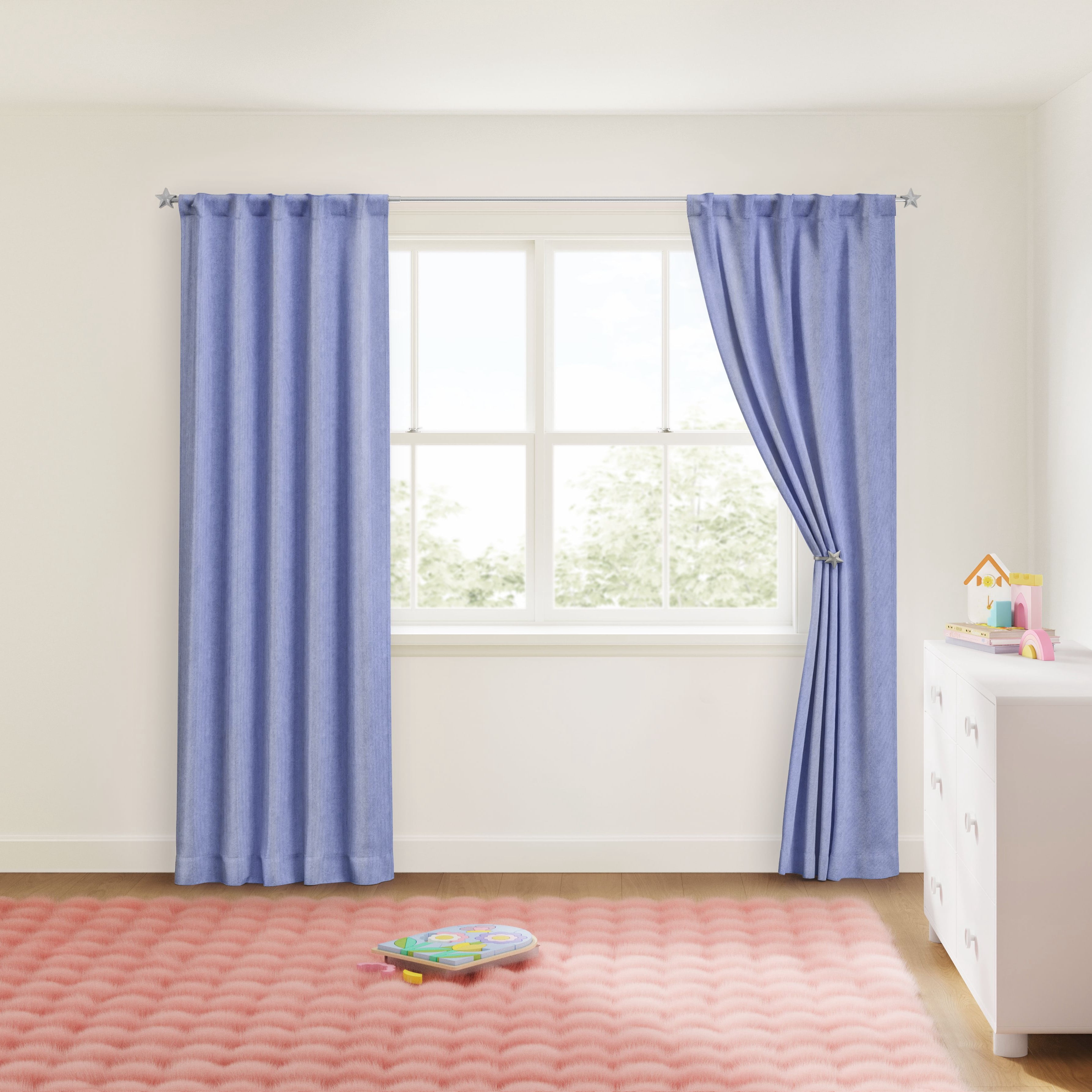 Mainstays Kids Blackout Ribbed Corduroy Single Curtain Panel, Rod Pocket with Back Tabs, Light Purple, 38 in x 84 in, 1 Panel