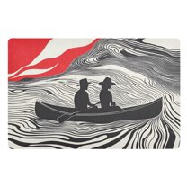 Yayeee Doormat for Indoor Entrance 32" x 20" Non Slippery Floor Rug, Black Illusionary Boat