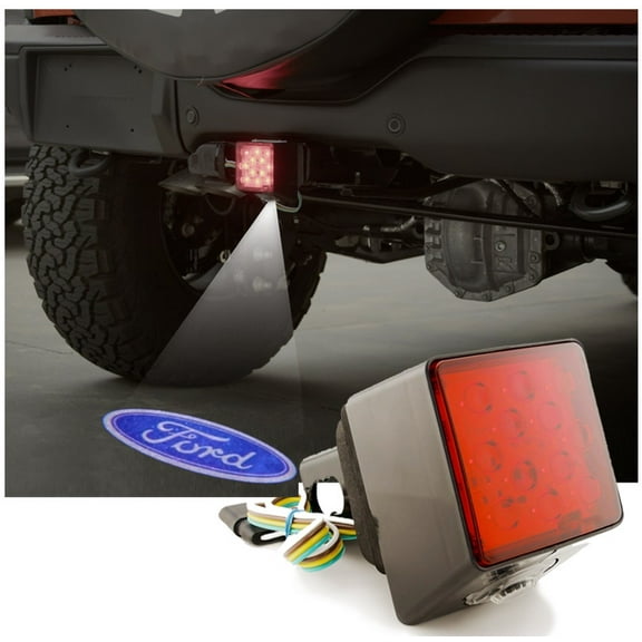 Hitch Buddies 2-Inch Ford Compatible Trailer Hitch Cover with LED Projector Puddle Light/Running Light - a Unique Tow Hitch Cover for Trucks, (FRD-1)