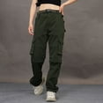 thumbnail image 6 of JJHGVB Cargo Pants Women High Waisted Pants Women's Outdoor Quick Drying With Multiple Pockets And Detachable Style Elastic Windbreaker Pants Wide Leg Pants Woman Baggy Pants Black L, 6 of 9