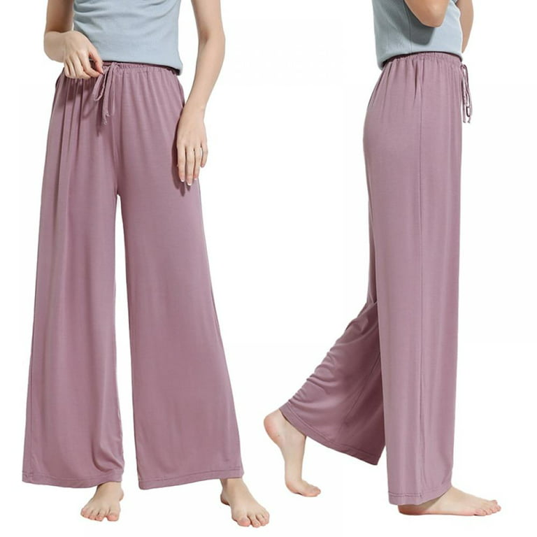 Women's Yoga Lounge Pants Comfy Modal Pajama Pants Casual Stretch Pant  Drawstring Palazzo Lounge Pants Wide Leg for All Seasons,Plus Size  Sleepwear Pilates Wear 