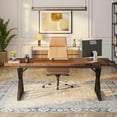 thumbnail image 3 of Finmind 71" Executive Desk, Large Computer Desk Study Writing Table for Home Office (Brown/Black), 3 of 6