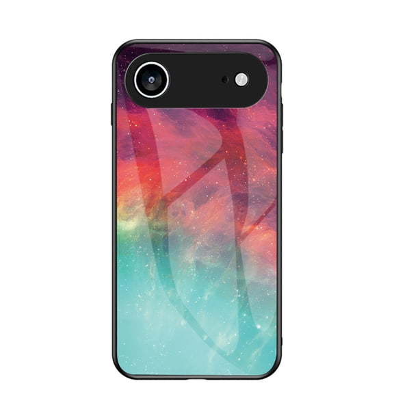 Luxury Artistic Phone Case For iPhone Air, Fashionable Tempered Glass Back Cover with Cute Dreamy Design, Slim Anti-Sratch Soft Slim TPU Edge Protective Bumper Shell,Colorful