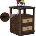 thumbnail image 2 of FAGAGA End Table with Charging Station for Living Room,Wooden Nightstand with 2 Drawers for Bedroom, Cherry, 2 of 8