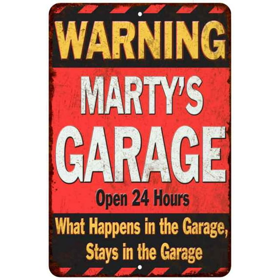 MARTY'S Garage Warning Man Cave Wall Decor 8x12 Metal Sign 108120030424