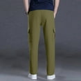 thumbnail image 5 of Turilly Mens Outdoor Cargo Pants Solid Color Casual Clothes Pockets Full Length Pants with Elastic Waist, 5 of 6