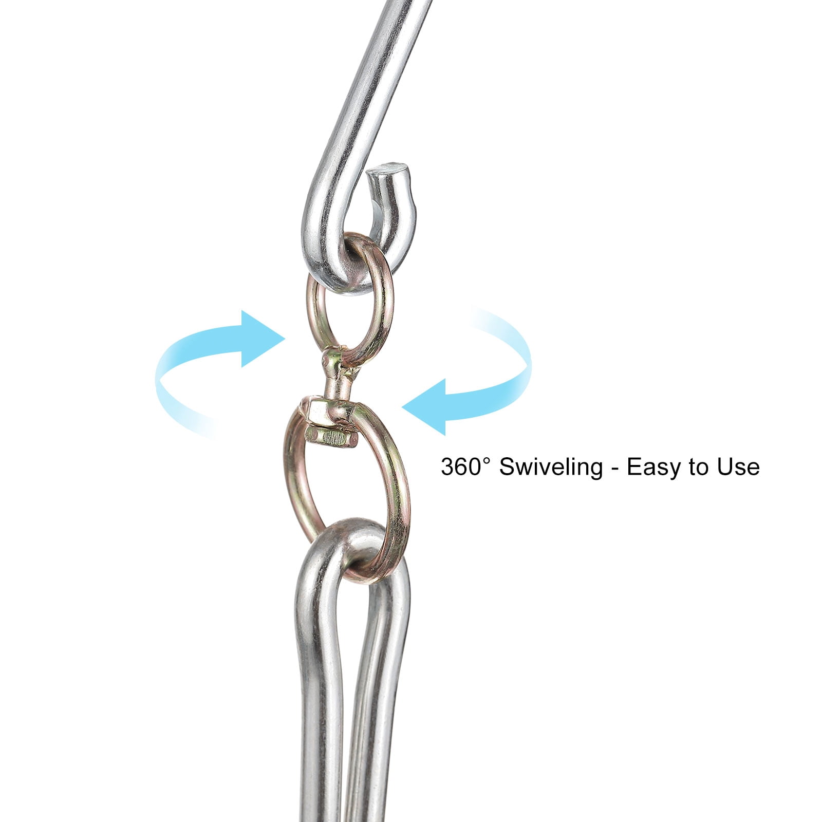 Unique Bargains Double Meat Hooks Galvanized Integrated Swivel Hooks Silver 12.2" x 0.33"