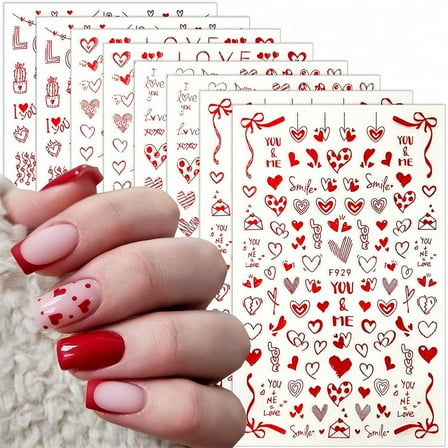 GENEMA Love Heart Bear Nail Art Stickers Valentine's Day Nail Decals Stickers for Women