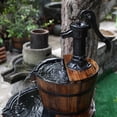 thumbnail image 2 of 3 Tier Barrel Waterfall Fountain Barrel Wooden Fountain Water Pump Outdoor Garden for Outdoor Patio Yard | with Adjustable Pump, 2 of 5