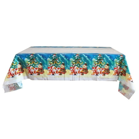 

108x180cm Disposable PE Plastic Tablecloths Christmas Bell Table Covers Table Linen for Christmas Blue