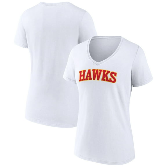 Women's White Atlanta Hawks Wordmark V-Neck T-Shirt