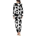 thumbnail image 3 of Renewold Cow Print Pajamas for Women Set Nightwear Warm Pjs,Size S Winter Fall Indoor Dily Wear Crew Neck Tracksuit Comfort Athletic Clothing 2PCS Loungewear, 3 of 4