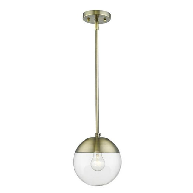 Golden Lighting 3219-S AB-AB Small Pendant with Rod, Aged Brass