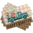 thumbnail image 2 of Happy Easter Placemats Set of 4 Pink Yellow Blue Buffalo Plaid Truck Eggs Daisy Easter Table Mats Spring Seasonal Linen Place Mat Washable Place Mats for Party Kitchen Dining Outdoor Indoor Decor, 2 of 7