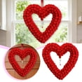 thumbnail image 3 of 13.78 Inch Valentine's Day Heart Wreath - Felt Pom Pom Garland for Front Door, Wedding, Party and Home Holiday Decoration, Heart Shaped Felt Ball Decor for Indoor Outdoor Use, 3 of 6