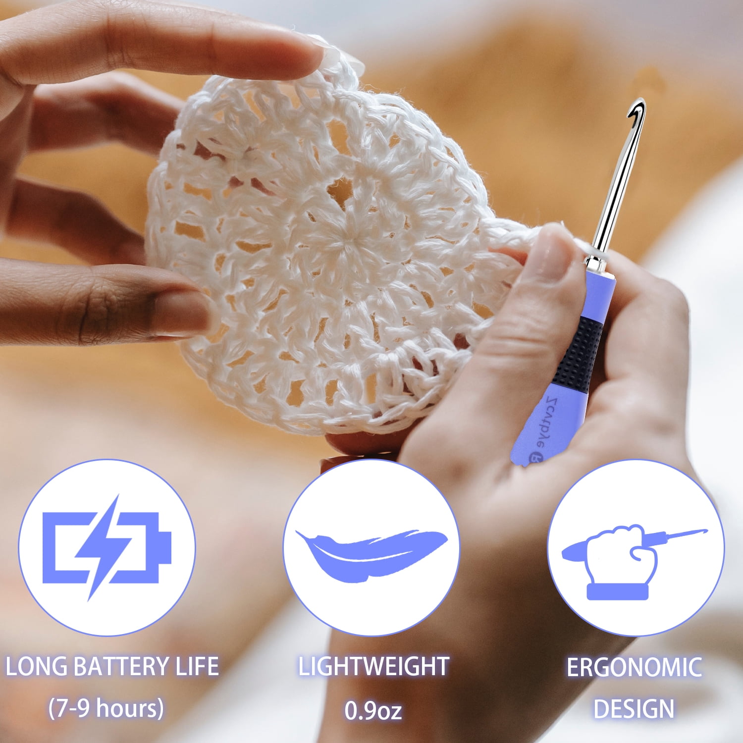 Crochet Hook Set Digital with 12 Different Size Interchangeable Crochet Needle, Ergonomic Crochet Hooks with LED Light and Digital Stitch Counter for Beginners & Experts
