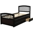 thumbnail image 3 of Twin Size Platform Storage Bed Wood Platform Bed with 6 Drawers, Captains Bed Bedroom Furniture with 6 Drawers,Espresso, 3 of 6
