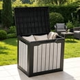 thumbnail image 3 of Uforic 30 Gallon Resin Deck Box, Waterproof Outdoor Storage Box, Dual Use as Patio Bench, Black & Gray, 3 of 7