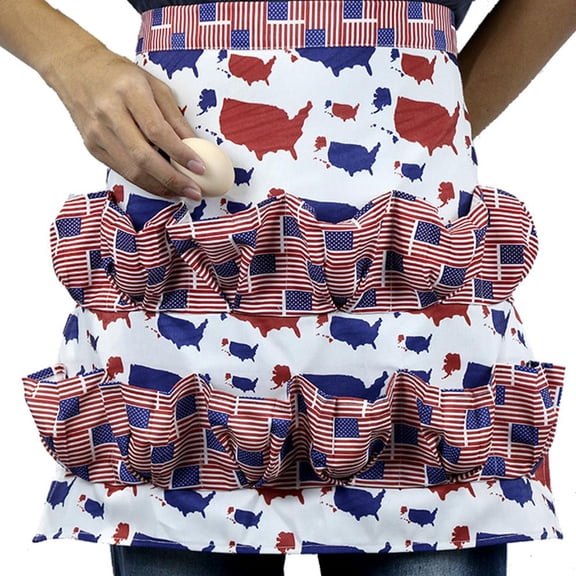 Egg Collecting Apron and Basket Set, Apron with 12 Deep Pockets & Basket with 7 Deep Pockets, Farm Wear