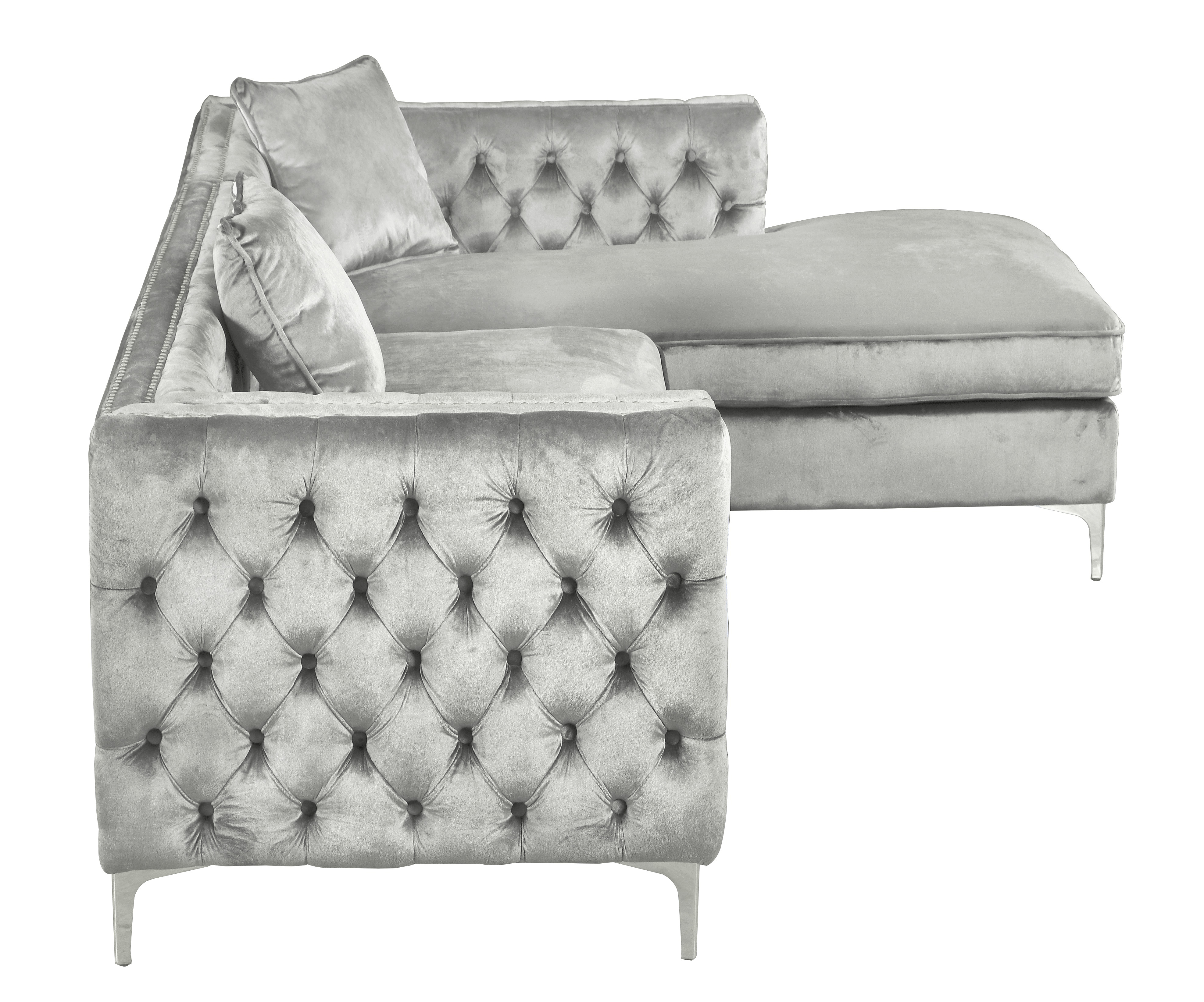 Chic Home Monet Velvet Modern Contemporary Button Tufted With Silver ...