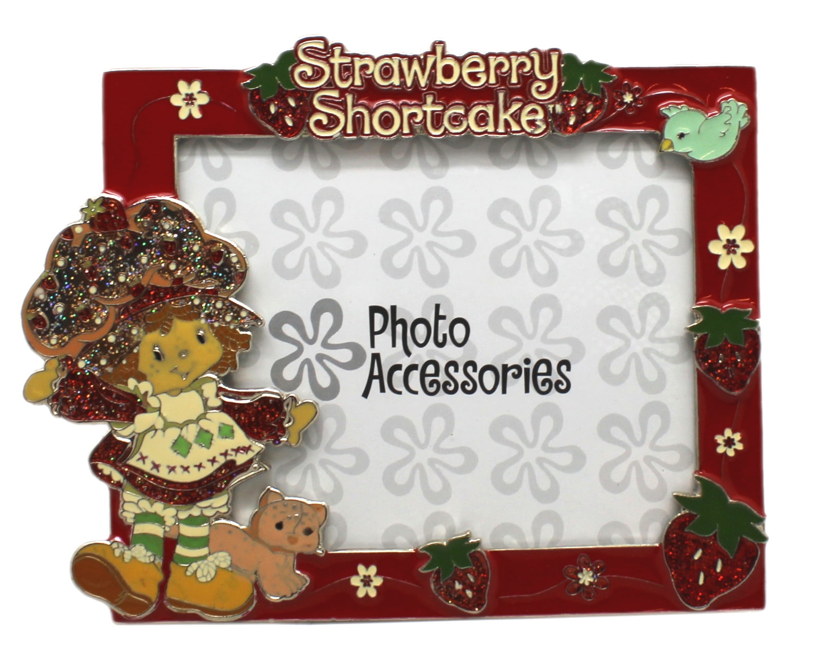 Strawberry Shortcake Flowers and Strawberries Red Enameled Picture Frame (4x6in)