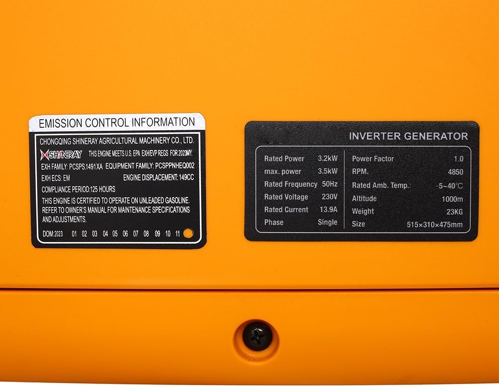 LuxyHoom Portable Inverter Generator, 3500W Gas Powered Engine With Co Alert, Versatile Outlet Options, Auto Voltage Adjustor, Oil Alert System, DC Protector for Home Camping RV Food Truck