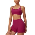 thumbnail image 5 of IDOPIP Women 2 Piece Seamless Backless Yoga Sets High Waist Shorts and Sports Bra Gym Athletic Clothing Outfits, 5 of 7