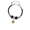 thumbnail image 2 of Delight Jewelry Goldtone Capital Letter - H - Pebble Disc - Wife Celtic Knot Leather Bead Bracelet, 7"+2" Extender, 2 of 4