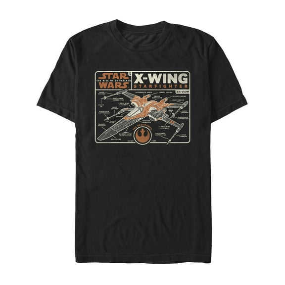 Men's Star Wars: The Rise of Skywalker X-Wing Schematics Graphic Tee Black 2X Large