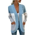 thumbnail image 1 of IROINNID Women's Open Front Jacket Long Sleeve Contrast Color Cardigan Outwear, Casual Color Matching Long Cardigan Blouse Jacket, 1 of 7