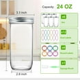 thumbnail image 3 of Wide Mouth Mason Jars 24 oz, 6 Pack 720 ml Glass Canning Jars with Airtight Lids, Large Storage Jars with Brush Labels, Clear Mason Jars for Canning, Fermenting, and Preserving, 3 of 7