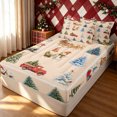 thumbnail image 3 of Erosebridal Christmas Tree Zipper Queen Comforter Set with Fitted Sheet and 2 Pillowcases, Rustic Truck Zipper Bedding Set, Peach Tan, Christmas Reversible, 4 Pieces, 3 of 7