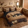 thumbnail image 2 of meiyoeat Vintage Bear Silhouette 7pcs Queen Bedding For Kids, Rustic Paw Print Bedding Comforter Set Queen For Men,Black Reversible, 2 of 7