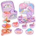 thumbnail image 1 of Motiloo 44Pcs Unicorn Tea Party Set For Little Girls - Kid Plastic Tea Party Set Princess Tea Time Pretend Play Tea Set Toys With Carrying Case, 1 of 1