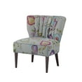 thumbnail image 3 of Upholstered Accent Chair, Modern Slipper Chair with Channel Back and Birch Wood Legs, Armless Sofa Chair Reading Chair with Nailhead Trim for Living Room Bedroom Apartment, Multicolor, 3 of 7