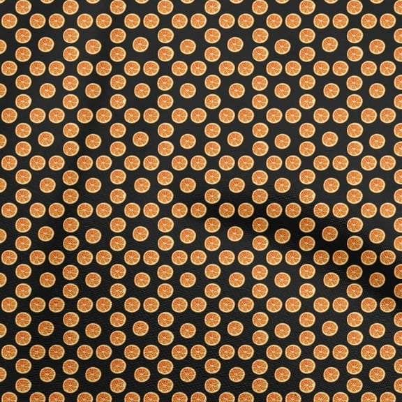 oneOone Polyester Spandex Black Fabric Orange Fabric For Sewing Printed Craft Fabric By The Yard 56 Inch Wide